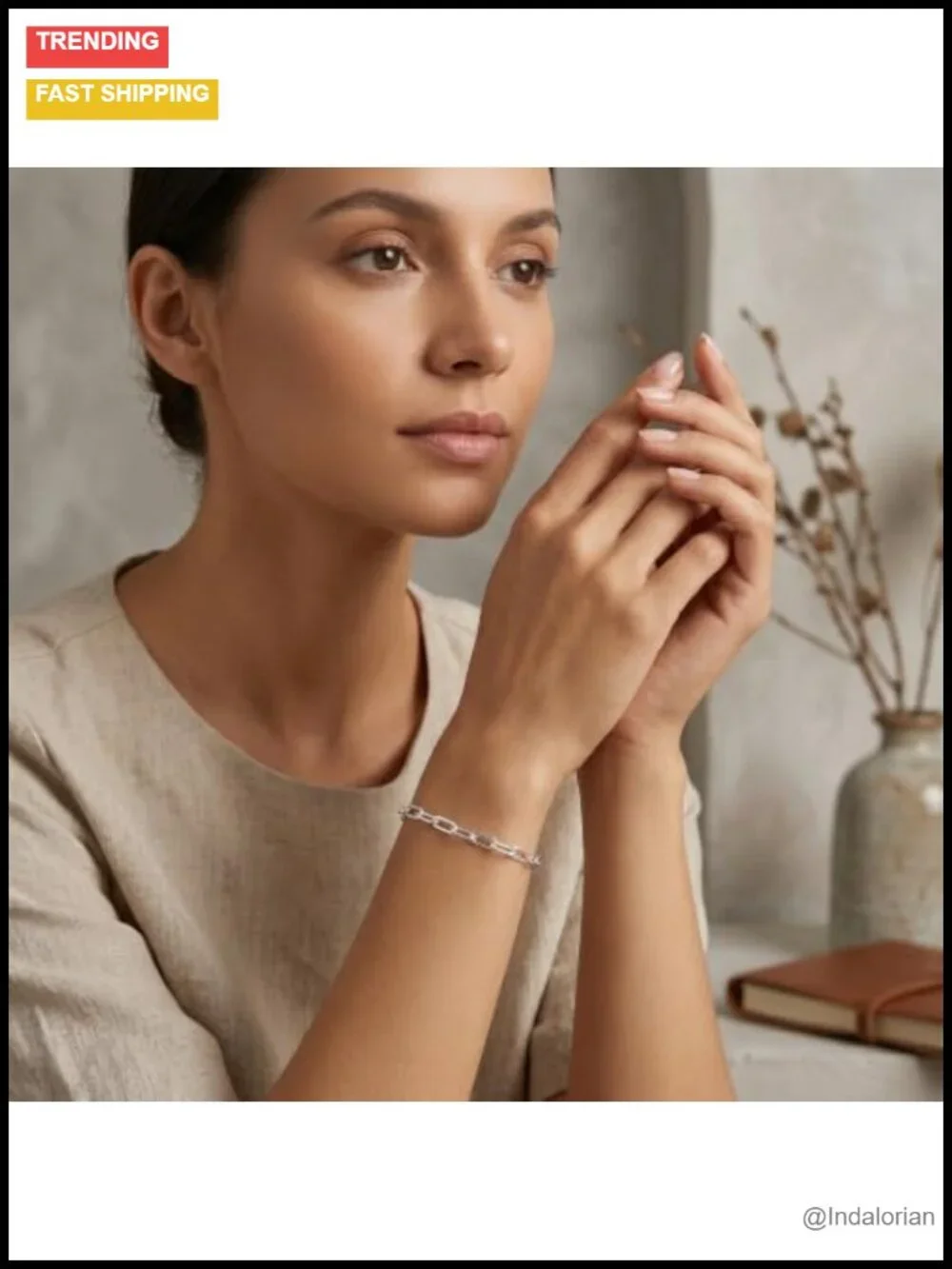 Sterling Silver Paperclip Chain Bracelet 5mm Women Minimalist